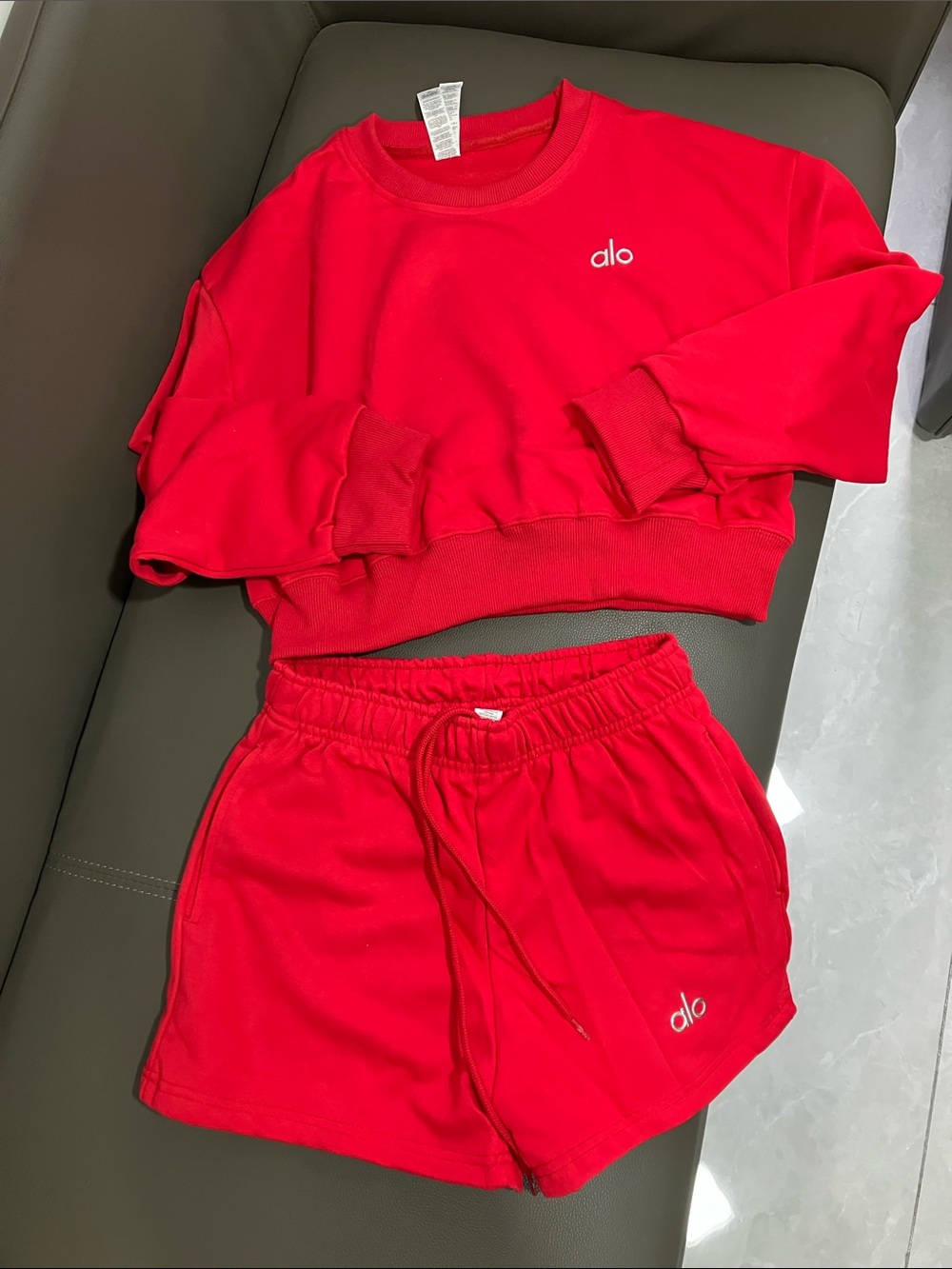 Ali Yoga Red Cropped Top &Shorts Matching Set Only Tried On